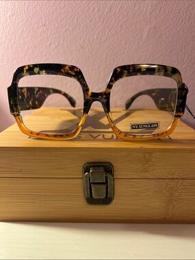 Gradient Tortoiseshell Square Eyeglasses- Brown/Yellow